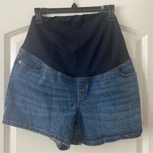 Isabel Over Belly Maternity Midi Jean Shorts / Size 6 / NWOT